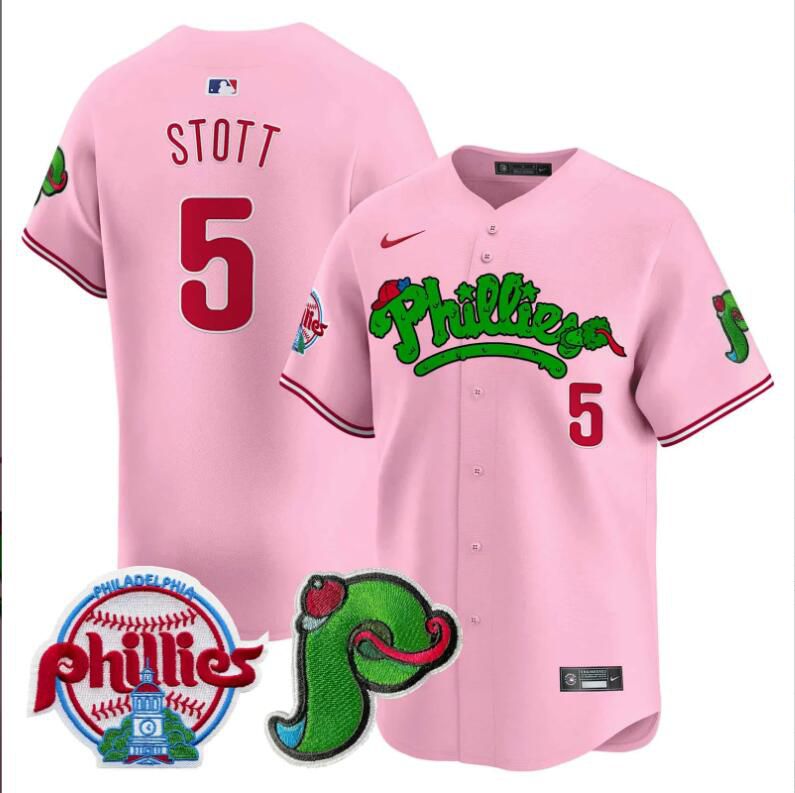 Men Philadelphia Phillies #5 Stott pink Limited 2024 MLB Nike jersey